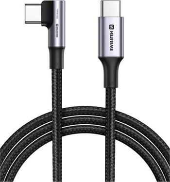 SWISSTEN TEXTILNÍ DATOVÝ KABEL ARCADE USB-C / USB-C 2 M, 5A (100W) PRO NOTEBOOKY ČERNÝ