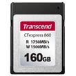 Transcend 160GB CFexpress 860 NVMe PCIe Gen3 x2 (Type B) paměťová karta, 1750MB/s R, 1500MB/s W