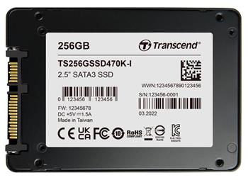 TRANSCEND SSD470K-I 256GB Industrial (3K P/E) SSD disk 2.5" SATA3, 3D TLC, Alumi